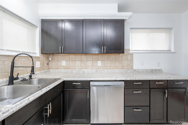 26211 Linwood St, Roseville, MI 48066 - kitchen featuring stainless steel dishwasher, a sink, tasteful backsplash, and light countertops