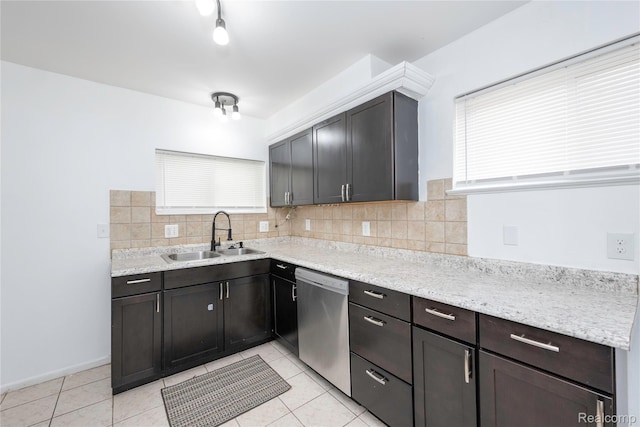 26211 Linwood St, Roseville, MI 48066 - kitchen with a sink, dishwasher, tasteful backsplash, and light tile patterned floors