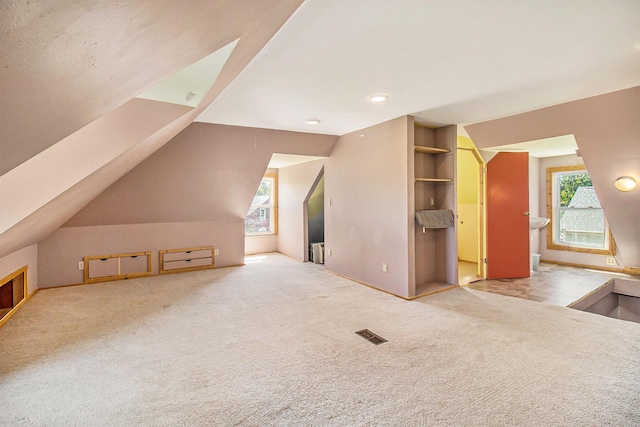 115 N Emily, Ludington, MI 49431 - additional living space featuring carpet flooring, lofted ceiling, and baseboards