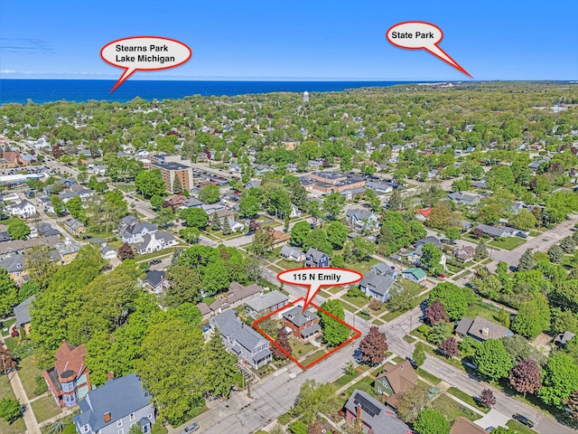 115 N Emily, Ludington, MI 49431 - view of property location featuring a nearby body of water and property boundaries highlighted