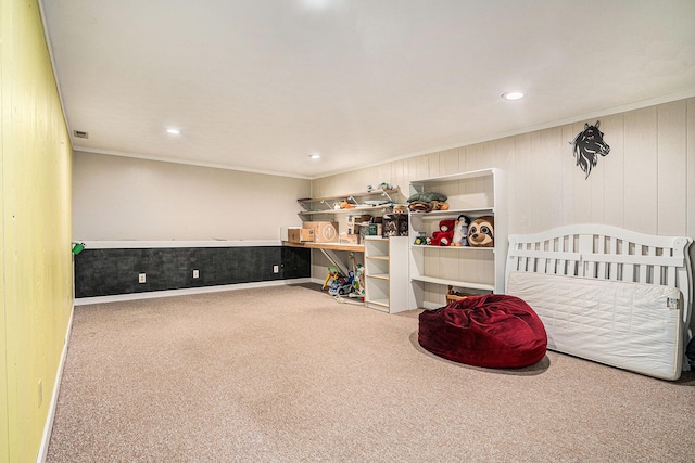 720 Riverside Dr, Constantine, MI 49042 - carpeted bedroom featuring recessed lighting, crown molding, and baseboards