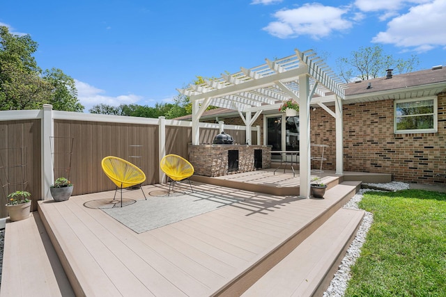 720 Riverside Dr, Constantine, MI 49042 - deck featuring area for grilling and a pergola