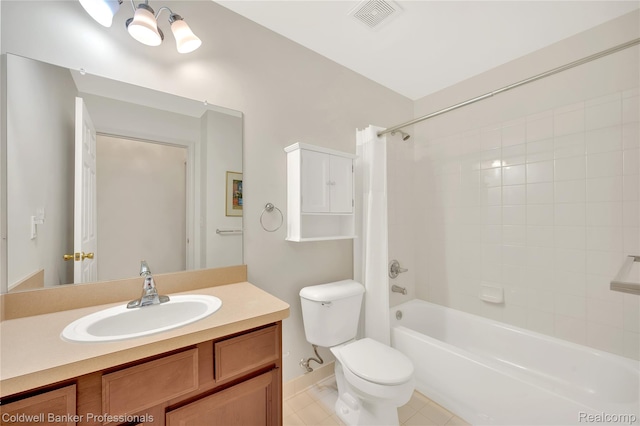1721 Deepwood Cir, Rochester, MI 48307 - bathroom featuring toilet, vanity, shower / bathtub combination, tile patterned flooring, and baseboards