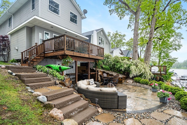 1548 Indian Trl, Pleasant Lake, MI 49272 - view of patio featuring a deck, stairs, and an outdoor living space