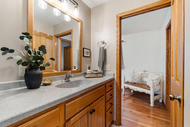 1548 Indian Trl, Pleasant Lake, MI 49272 - bathroom featuring vanity, wood finished floors, and ensuite bath