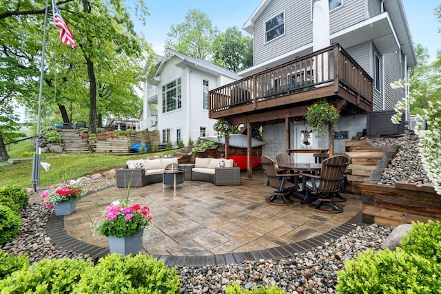 1548 Indian Trl, Pleasant Lake, MI 49272 - view of patio / terrace with an outdoor living space, a deck, and outdoor dining area