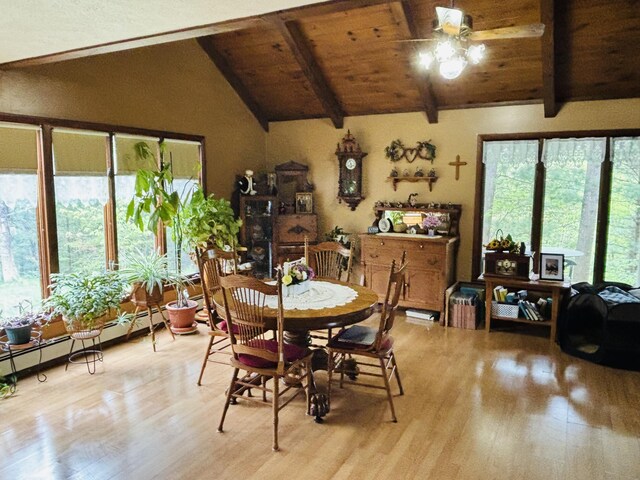 4375 W Haskell Lake Rd, Harrison, MI 48625 - dining room with wood finished floors and wooden ceiling