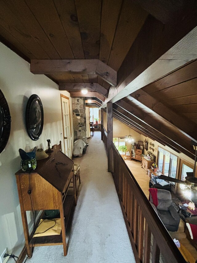 4375 W Haskell Lake Rd, Harrison, MI 48625 - miscellaneous room with wood ceiling, light colored carpet, and plenty of natural light