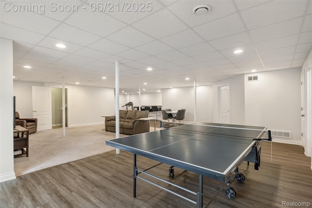 55161 Whitney Dr, Shelby Twp, MI 48315 - game room with wood finished floors and a drop ceiling