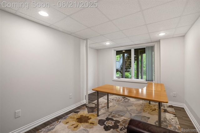 55161 Whitney Dr, Shelby Twp, MI 48315 - office featuring wood finished floors, recessed lighting, and a drop ceiling