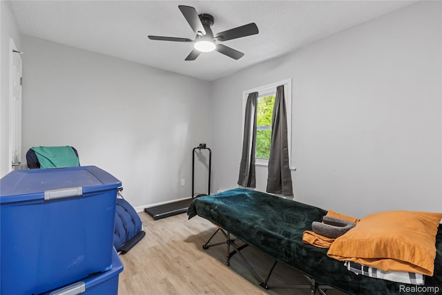 18625 Carrie St, Detroit, MI 48234 - bedroom with light wood-style flooring, ceiling fan, and baseboards
