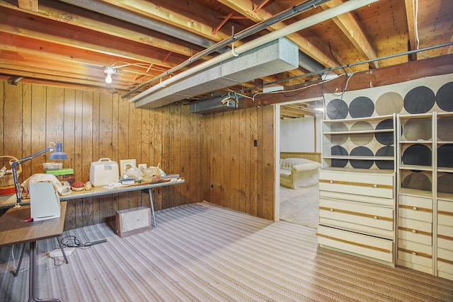 15035 155th Ave, Grand Haven, MI 49417 - below grade area featuring wooden walls and carpet floors
