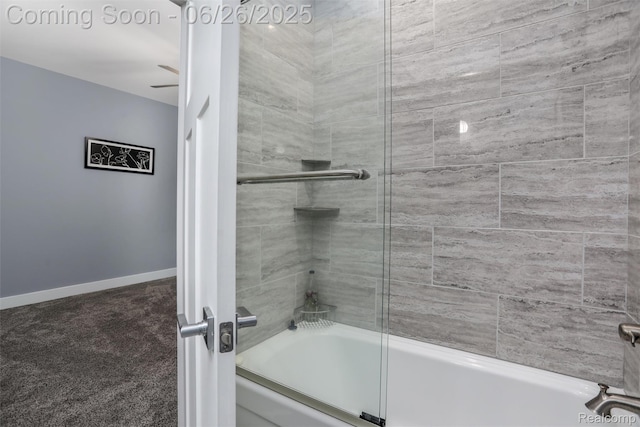 800 Greystone Dr, Chelsea, MI 48118 - bathroom with bath / shower combo with glass door and baseboards