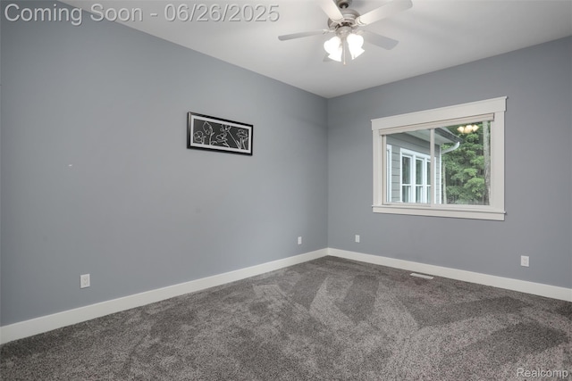 800 Greystone Dr, Chelsea, MI 48118 - unfurnished room featuring dark colored carpet and ceiling fan