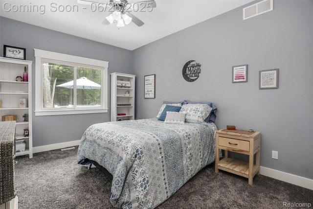 800 Greystone Dr, Chelsea, MI 48118 - carpeted bedroom featuring baseboards and a ceiling fan