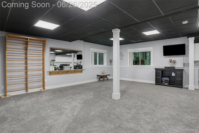 800 Greystone Dr, Chelsea, MI 48118 - basement with carpet flooring and a drop ceiling