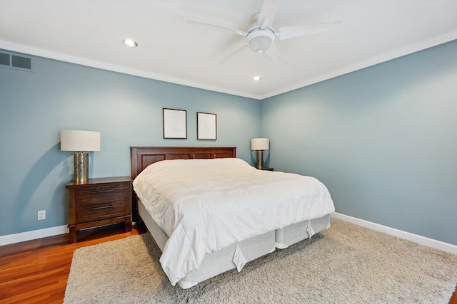16350 Whitaker Rd, Linden, MI 48451 - bedroom featuring baseboards, recessed lighting, a ceiling fan, and wood finished floors