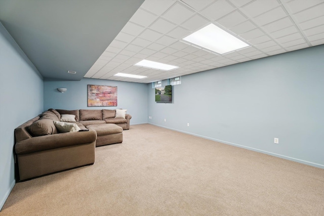 16350 Whitaker Rd, Linden, MI 48451 - carpeted living area featuring baseboards and a paneled ceiling