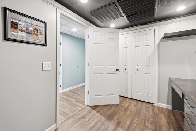 16350 Whitaker Rd, Linden, MI 48451 - hall with baseboards, light wood-style floors, and recessed lighting