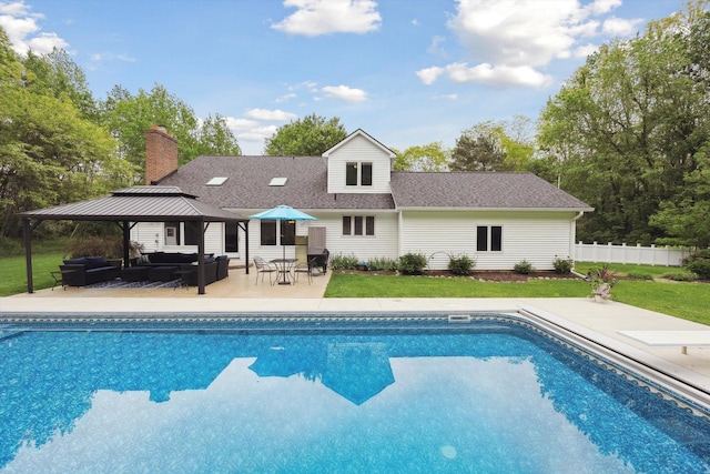 16350 Whitaker Rd, Linden, MI 48451 - view of pool with an outdoor living space, a patio area, a gazebo, and grilling area