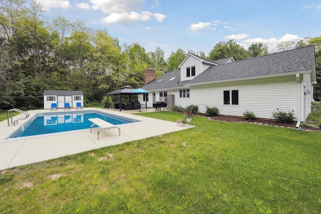 16350 Whitaker Rd, Linden, MI 48451 - swimming pool featuring a gazebo, a patio, a yard, and grilling area