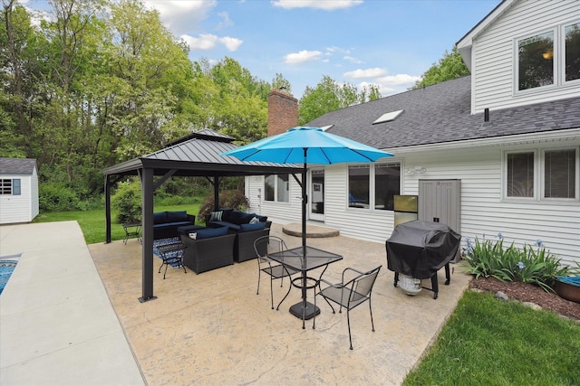 16350 Whitaker Rd, Linden, MI 48451 - view of patio with outdoor lounge area, a grill, and a gazebo