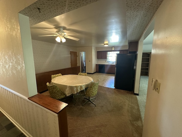 388 Richard St, Spring Arbor, MI 49283 - dining room with light carpet and a ceiling fan