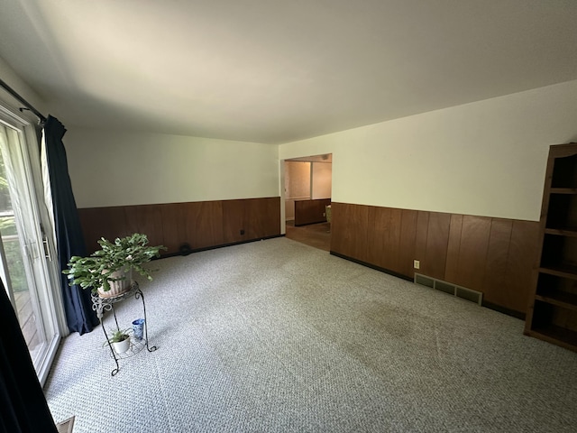 388 Richard St, Spring Arbor, MI 49283 - unfurnished room featuring wainscoting, wood walls, carpet flooring, and plenty of natural light