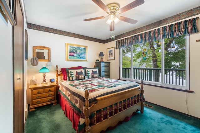 11676 Bradley Dr, Jerome, MI 49249 - bedroom with carpet flooring and a ceiling fan