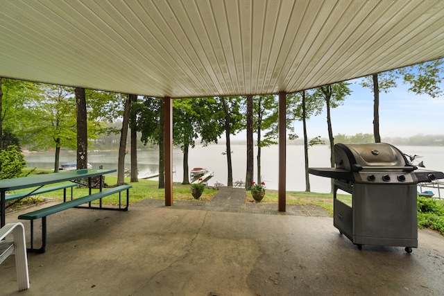 11676 Bradley Dr, Jerome, MI 49249 - view of patio featuring a water view and area for grilling