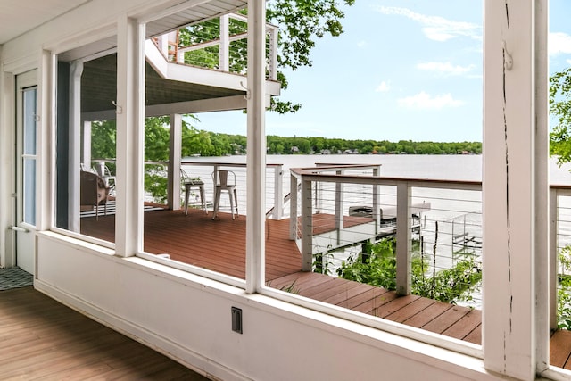 67881 Edgewater Beach Rd, White Pigeon, MI 49099 - deck featuring a water view and a sunroom
