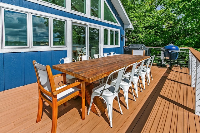 67881 Edgewater Beach Rd, White Pigeon, MI 49099 - wooden deck with outdoor dining area and a grill