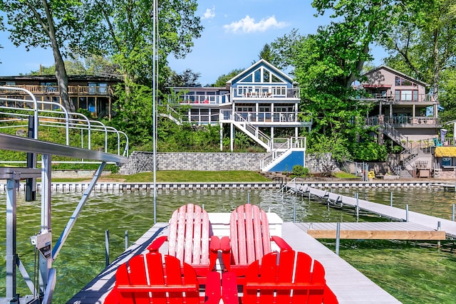 67881 Edgewater Beach Rd, White Pigeon, MI 49099 - dock area with a water view and stairway