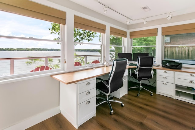 67881 Edgewater Beach Rd, White Pigeon, MI 49099 - office area with track lighting and dark wood finished floors