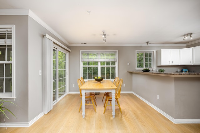 3039 Barclay Way, Ann Arbor, MI 48105 - dining room with light wood-style floors, baseboards, and ornamental molding