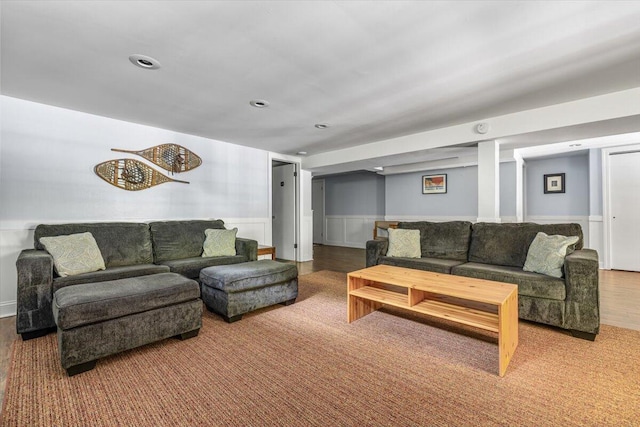 14438 Spring Creek Dr, New Buffalo, MI 49117 - living area featuring wainscoting and recessed lighting