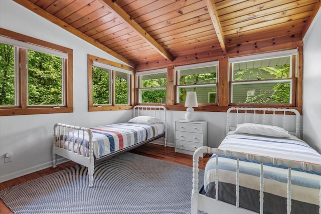 14438 Spring Creek Dr, New Buffalo, MI 49117 - bedroom with wood finished floors, baseboards, and wood ceiling