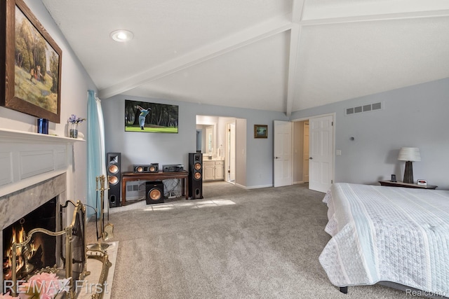 2983 Woodcreek Way, Bloomfield Hills, MI 48304 - carpeted bedroom with a premium fireplace, connected bathroom, and baseboards