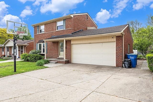 4772 Marian Ave, Warren, MI 48092 - traditional home with brick siding, an attached garage, driveway, and a front yard