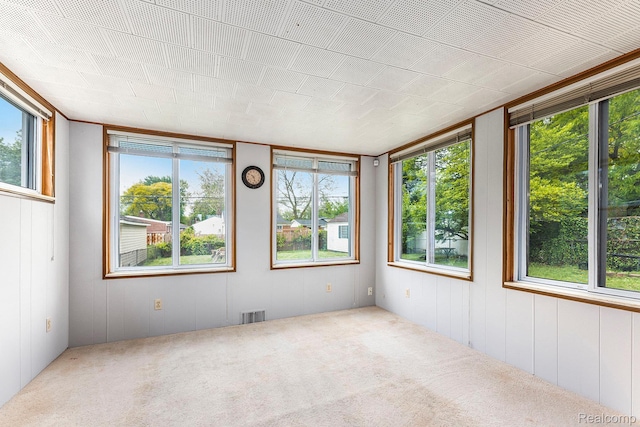 4772 Marian Ave, Warren, MI 48092 - unfurnished sunroom with healthy amount of natural light, carpet, and wooden walls