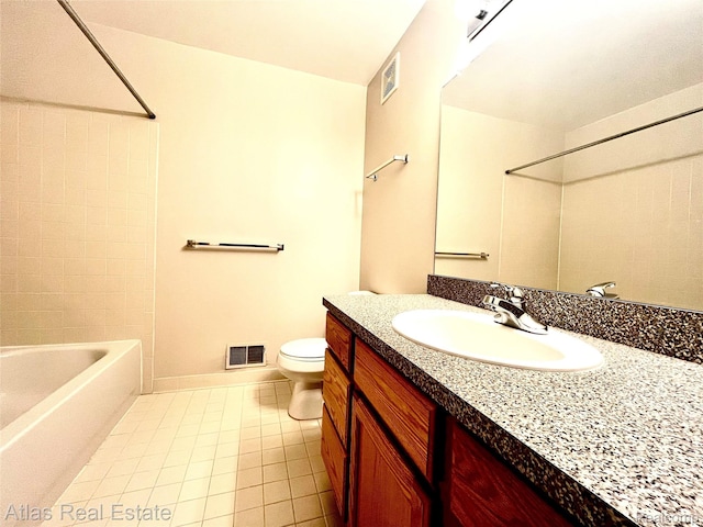 25727 Maritime Cir S, Harrison Township, MI 48045 - full bath with tile patterned flooring, toilet, vanity, and washtub / shower combination