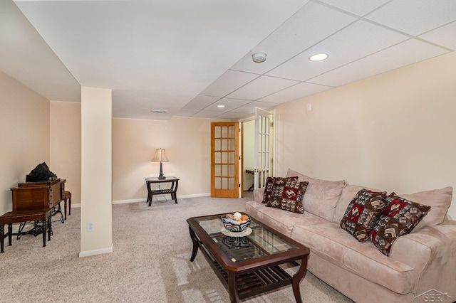 28 Barrington Cir, Saginaw, MI 48603 - living room featuring carpet floors, baseboards, and recessed lighting