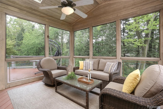 5687 Stonehaven Blvd, Rochester, MI 48306 - sunroom / solarium with ceiling fan, vaulted ceiling, and healthy amount of natural light