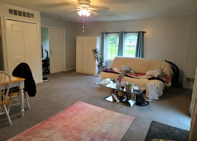 25893 Clark St, Novi, MI 48375 - carpeted living room featuring a ceiling fan
