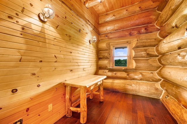 4450 50th Ave, Sears, MI 49679 - sauna / steam room with wood-type flooring, wooden ceiling, and log walls