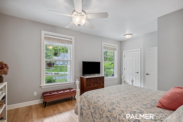 7149 Armadale Ct NE, Belmont, MI 49306 - bedroom featuring baseboards, light wood finished floors, and a ceiling fan