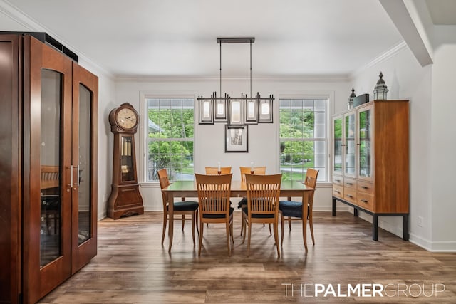 7149 Armadale Ct NE, Belmont, MI 49306 - dining room featuring plenty of natural light, ornamental molding, wood finished floors, baseboards, and french doors