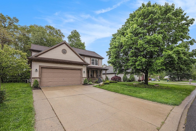 3311 Hickory Dr, Lake Orion, MI 48359 - traditional-style home with driveway, a front lawn, a garage, and brick siding