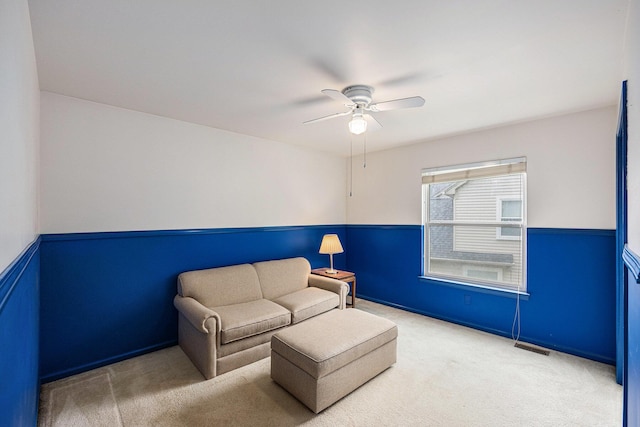 3311 Hickory Dr, Lake Orion, MI 48359 - living area featuring a ceiling fan and carpet