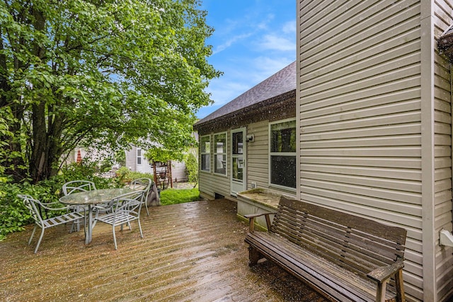3311 Hickory Dr, Lake Orion, MI 48359 - wooden terrace featuring outdoor dining area